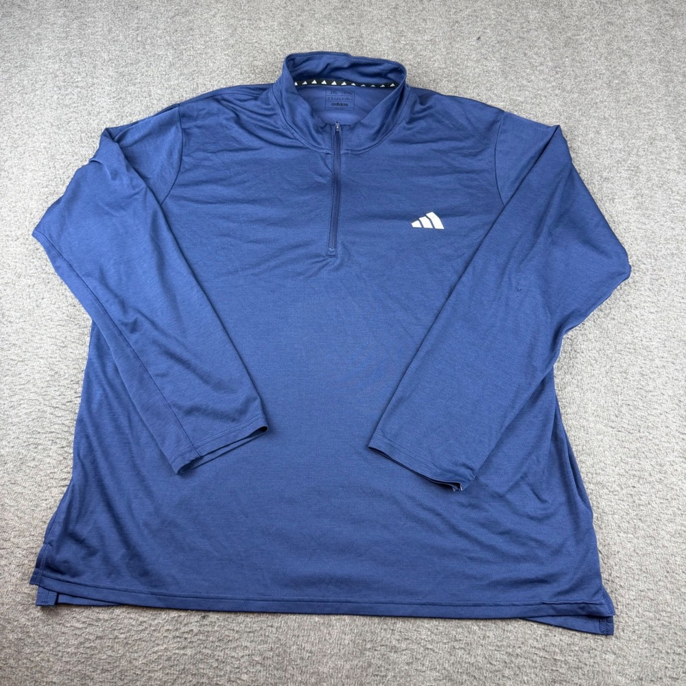 Adidas Quarter Zip Pullover Men's 2XL Blue Aeroready Long Sleeve IT5447